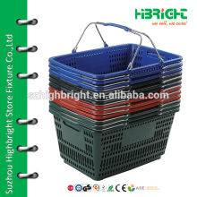 stackable plastic shopping basket with metal handle